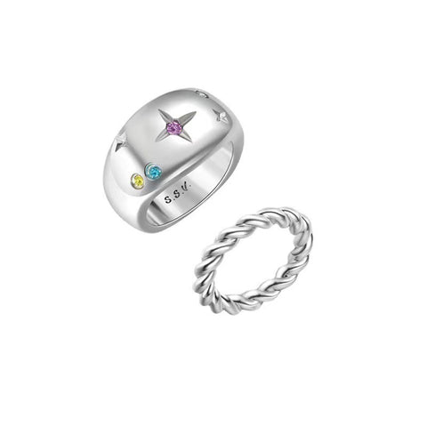 The Small Group Wears Light Luxury And Cold Wind Ring Set Ring Female