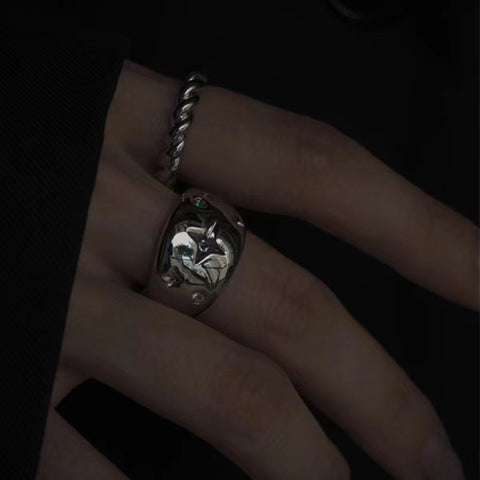 The Small Group Wears Light Luxury And Cold Wind Ring Set Ring Female