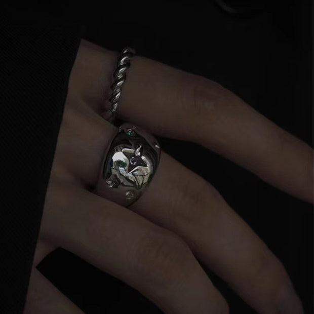 The Small Group Wears Light Luxury And Cold Wind Ring Set Ring Female
