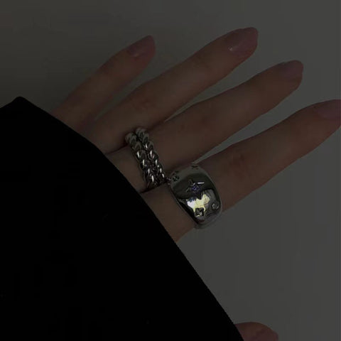 The Small Group Wears Light Luxury And Cold Wind Ring Set Ring Female