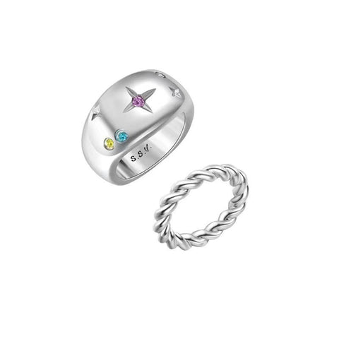 The Small Group Wears Light Luxury And Cold Wind Ring Set Ring Female